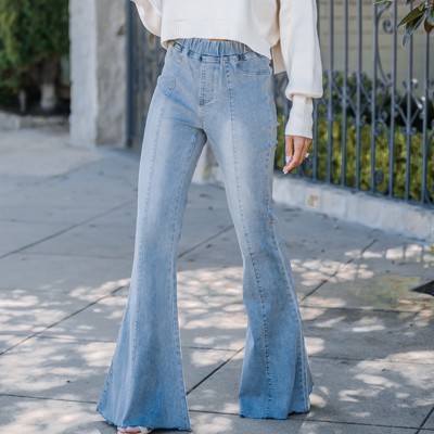 Favorite Washed Elastic Waist Flare Pants 