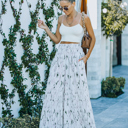 Medium IVORY SMOCKED WAISTBAND WIDE LEG PANTS