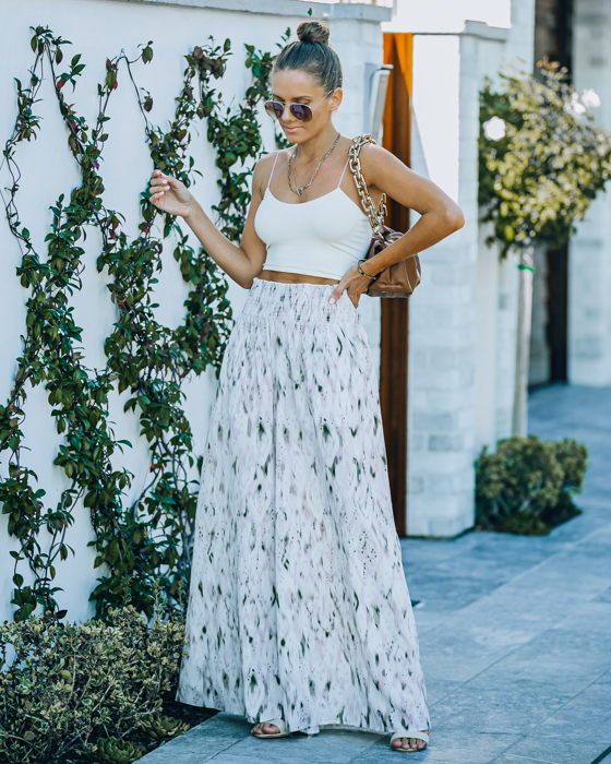 SMOCKED WAISTBAND WIDE LEG PANTS