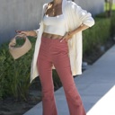 Medium Clay Corduroy  Elastic Waist Flare Pants