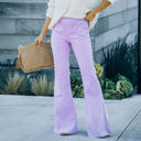 Small Lilac Breeze Corduroy  Elastic Waist Flare Pants