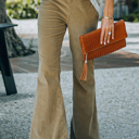 Small Soy Bean Corduroy  Elastic Waist Flare Pants