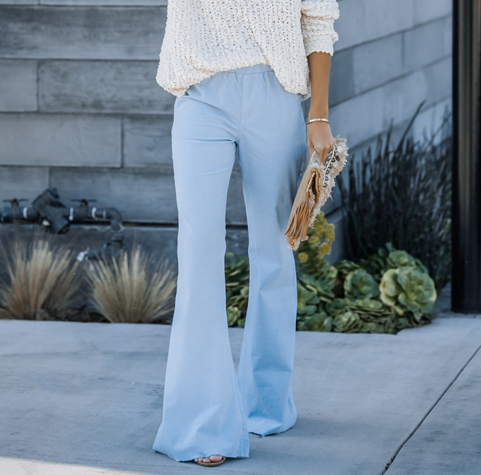 Corduroy  Elastic Waist Flare Pants