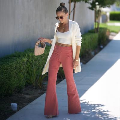 Corduroy  Elastic Waist Flare Pants