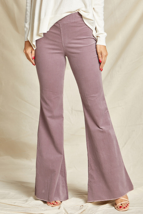 Corduroy  Elastic Waist Flare Pants