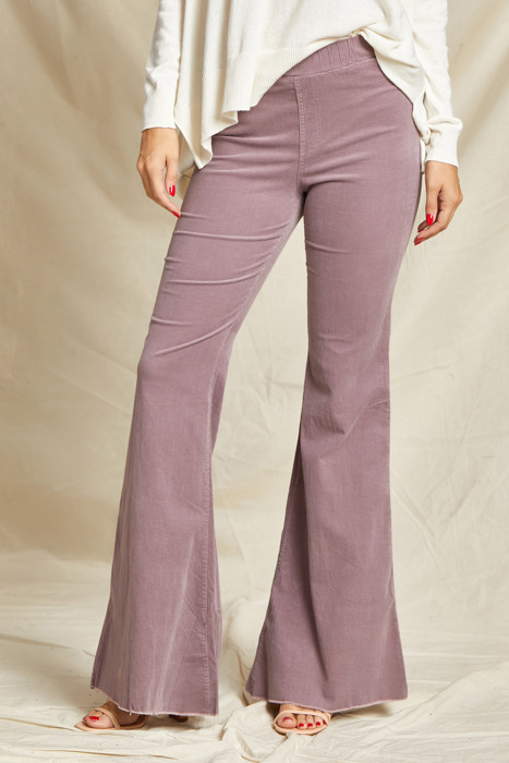 Corduroy  Elastic Waist Flare Pants
