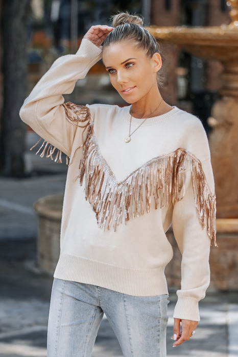 FRINGE DETAIL SWEATER TOP