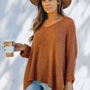 S-M CARAMEL BREEZE SWEATER WITH SIDE SLITS