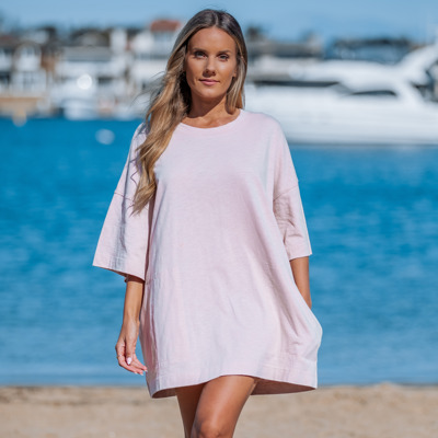 SHORT SLEEVE TUNIC DRESS W/ POCKETS
