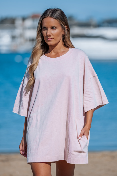 Short Sleeve Tunic Dress with Pockets