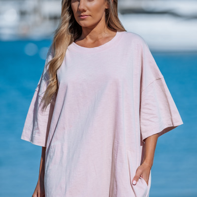 Short Sleeve Tunic Dress with Pockets