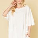 Small OFF WHITE SHORT SLEEVE TUNIC DRESS W/ POCKETS