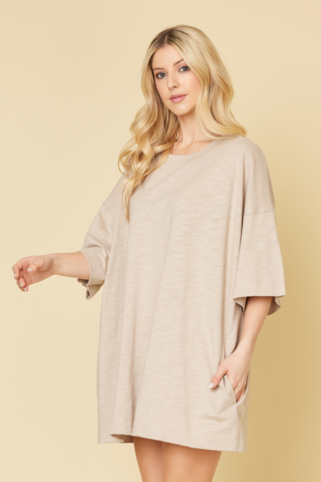 SHORT SLEEVE TUNIC DRESS W/ POCKETS