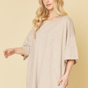 Medium STONE SHORT SLEEVE TUNIC DRESS W/ POCKETS