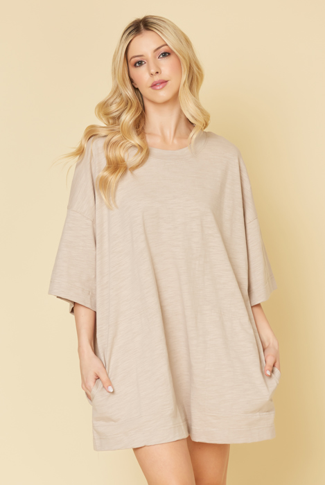 SHORT SLEEVE TUNIC DRESS W/ POCKETS