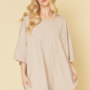 Small STONE SHORT SLEEVE TUNIC DRESS W/ POCKETS