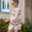 S-M Dusty PInk STRIPE BREEZE SWEATER
