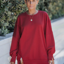 Small Burgundy OVERSIZED SWEATSHIRT WITH SIDE SLITS