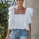 Small IVORY REVERSIBLE CROPPED TOP