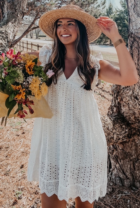 Eyelet Pocketed Dress