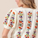 Medium Viviana Flower Embroidered Short Sleeve Sweater