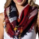 Burgundy Plaid Classic Woven Plaid Infinity Scarf