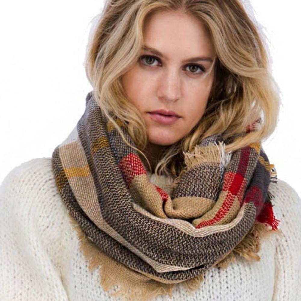 Classic Woven Plaid Infinity Scarf