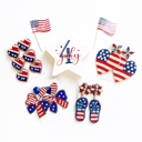  Patriotic Flip Flop Earrings – Red, White & Blue Beaded Summer Jewelry | Patriotic Bow Earrings | Patriotic Statement Earrings | USA Themed Earrings | July 4th Earrings | Red White & Blue Earrings 