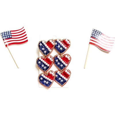 Patriotic Stacked Heart Earrings | Patriotic Bow Earrings | Patriotic Statement Earrings | USA Themed Earrings | July 4th Earrings | Red White & Blue Earrings | Patriotic Theme Jewelry