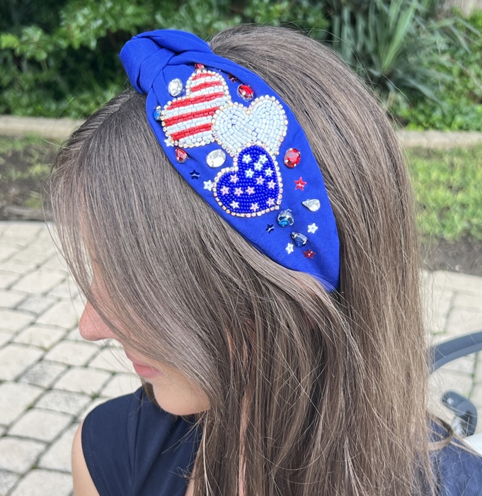 Red White & Blue Heart Headband | Beaded Patriotic Headband | USA Hair Accessories | July 4th Headband | Independence Day Headband | Patriotic Themed Gifts | Patriotic Teacher Headband |4th of July