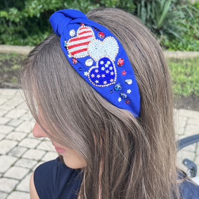 Red White & Blue Heart Headband | Beaded Patriotic Headband | USA Hair Accessories | July 4th Headband | Independence Day Headband | Patriotic Themed Gifts | Patriotic Teacher Headband |4th of July