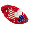  Red White & Blue Heart Headband | Beaded Patriotic Headband | USA Hair Accessories | July 4th Headband | Independence Day Headband | Patriotic Themed Gifts | Patriotic Teacher Headband |4th of July
