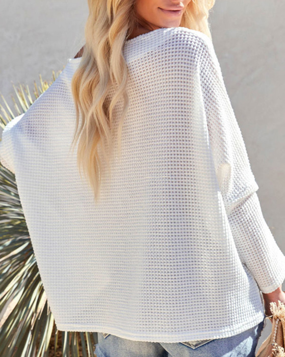 Campbell Oversized Waffle Top| S-2XL