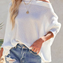 White Medium Campbell Oversized Waffle Top| S-2XL