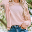 Pink Small Campbell Oversized Waffle Top| S-2XL