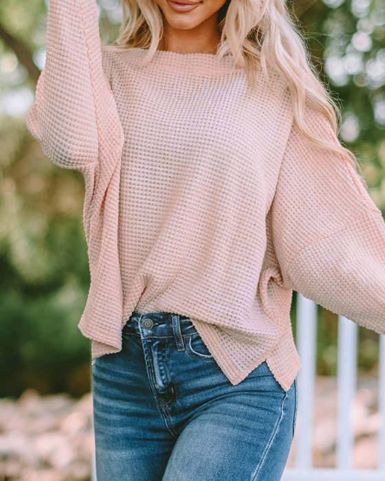 Campbell Oversized Waffle Top| S-2XL