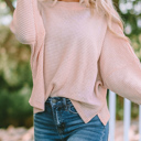 Pink Medium Campbell Oversized Waffle Top| S-2XL