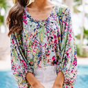 Botanical Print Blouse| S-XL