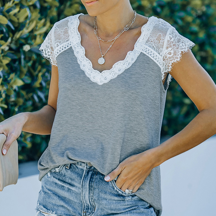 Hollis Lace Trim Top| S-2XL