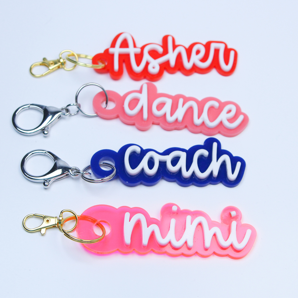 Personalized Name Acrylic Keychain Bag Tag 