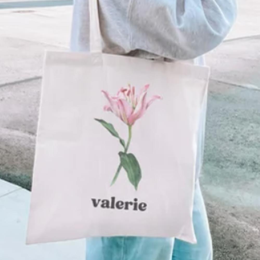  Personalized Birth Month Flower Tote Bag