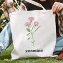   Personalized Birth Month Flower Tote Bag