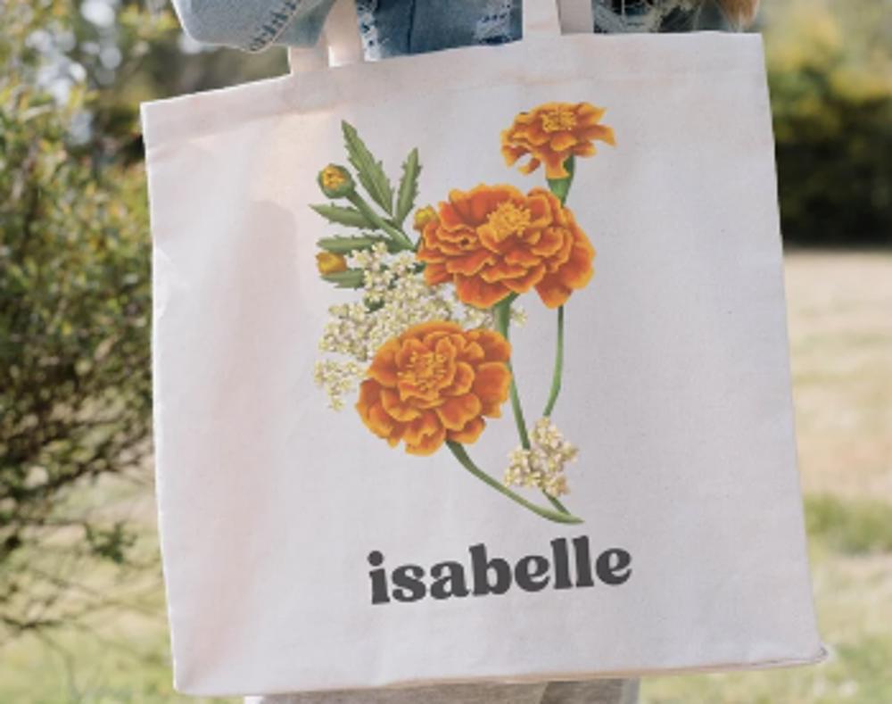  Personalized Birth Month Flower Tote Bag