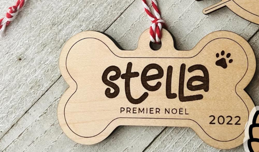 Cat or Dog Personalized Engraved Wooden Christmas Ornament 