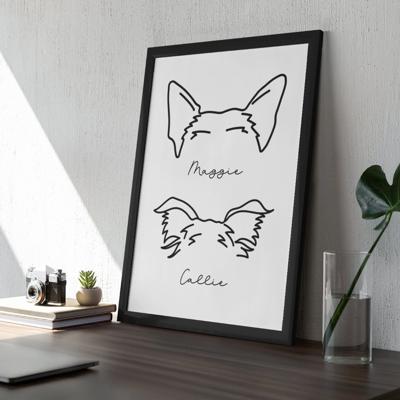 Dog Ear Outline 8X10 Gift Personalized With Name