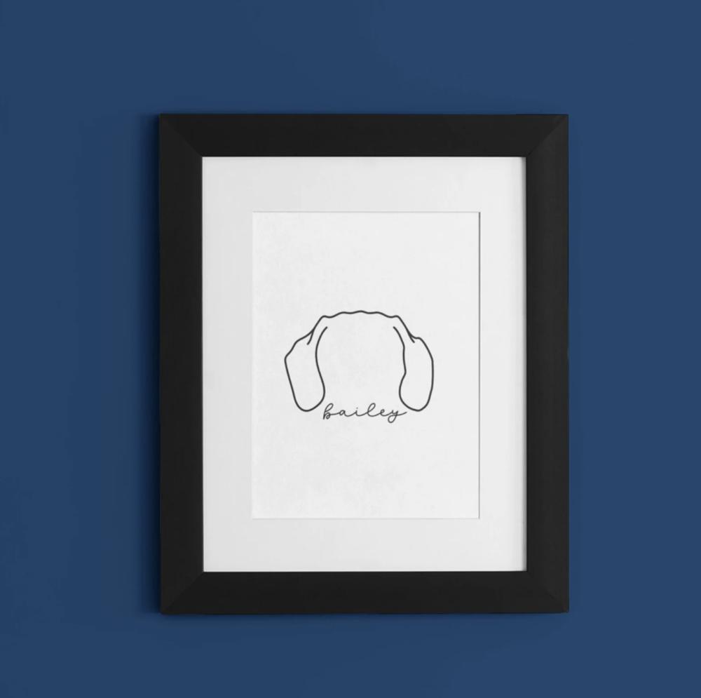 Dog Ear Outline 8X10 Gift Personalized With Name