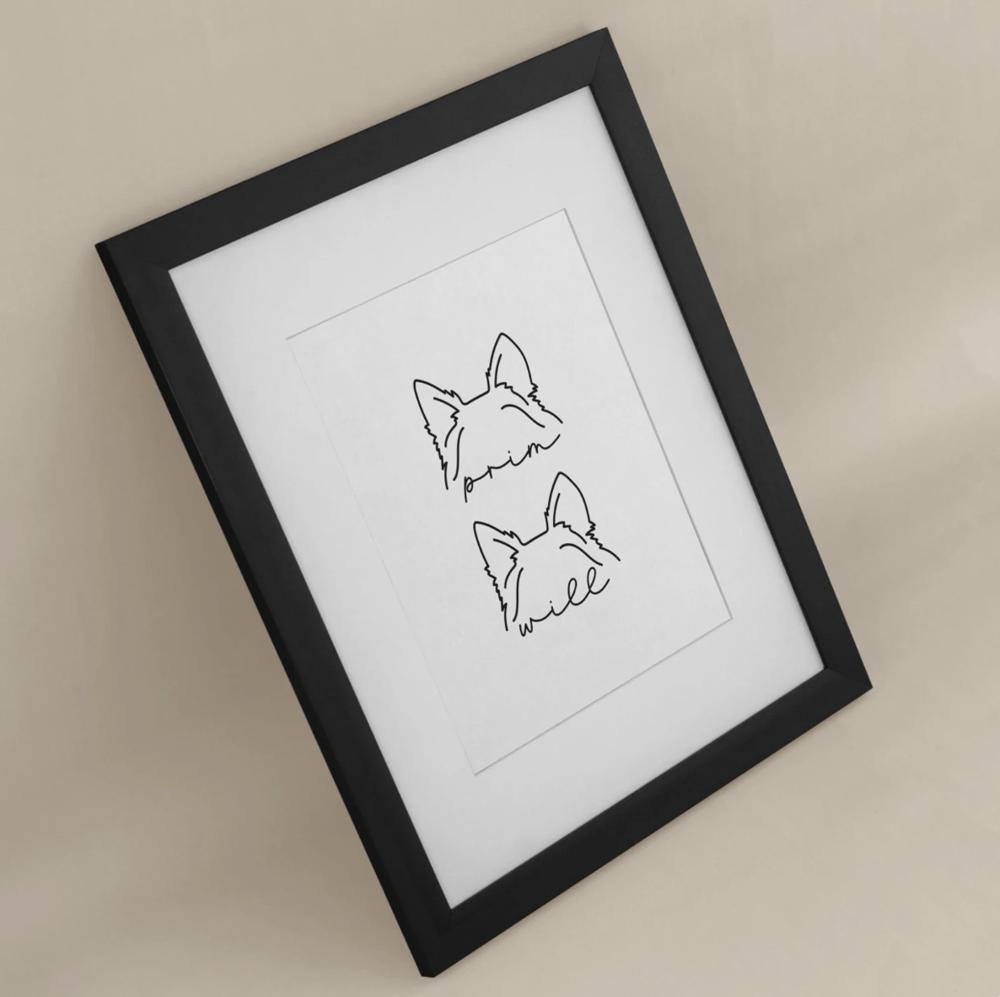 Dog Ear Outline 8X10 Gift Personalized With Name