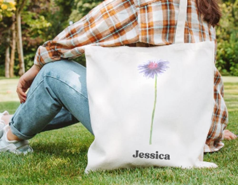  Personalized Birth Month Flower Tote Bag