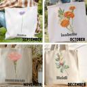   Personalized Birth Month Flower Tote Bag