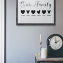  Personalized Family Hearts Print | Custom Family Name Wall Art 8x10 Unframed